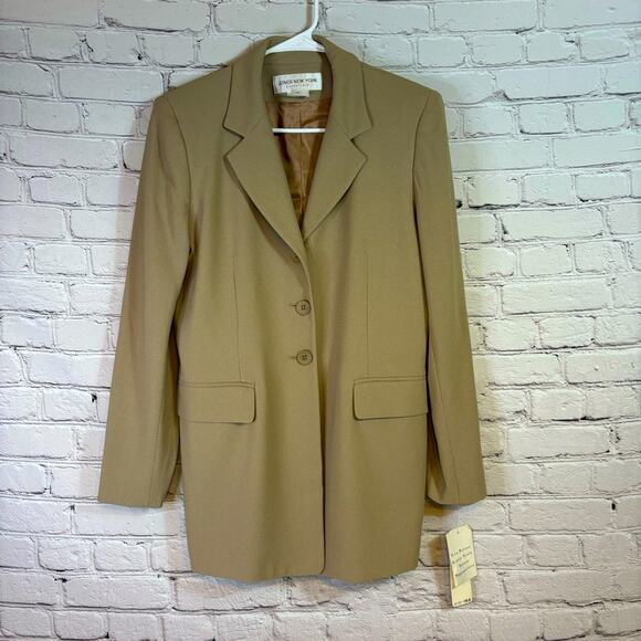NWT Jones New York Essentials Khaki Blazer Jacket Size 4 C1 - Picture 1 of 10